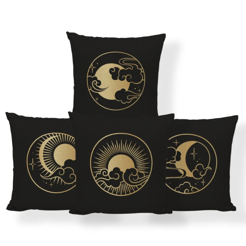 Популярный Азиатский чехол для подушки 45x45 см полиэстер Лен Луна солнце