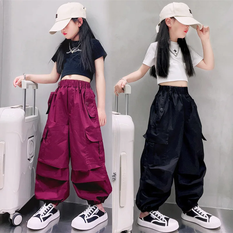 

Teenage Girls Loose Fitting Overalls Set Summer Children's Fashion Hip-hop Dance Clothes 2pcs 4 To 14 Year Boutique Kids Outfits