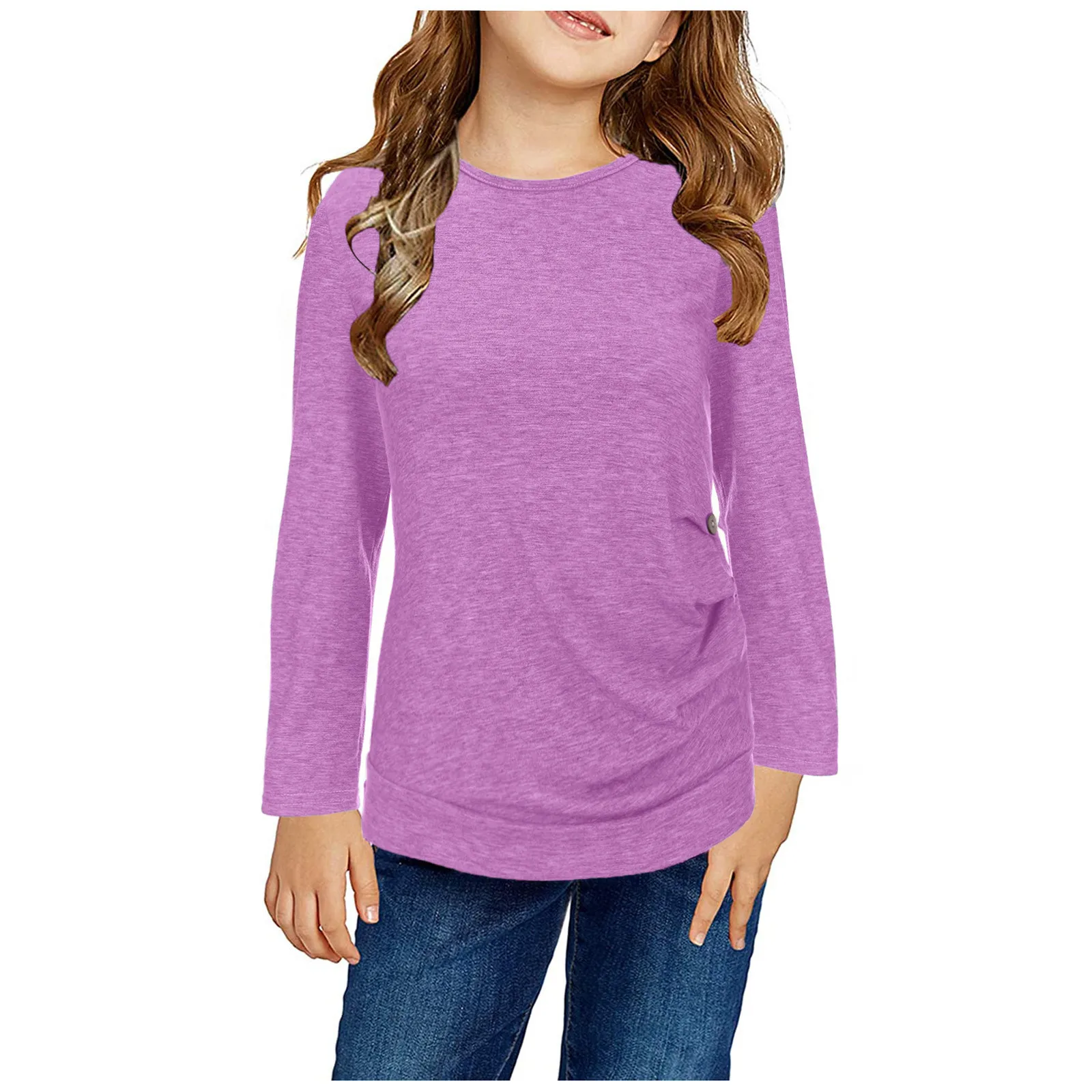 

Kids Girls Tunic Tops Crewneck Ultra Soft Solid Color Long Sleeve Comfortable Casual Pullover Girls Graphic Toddler for Girls