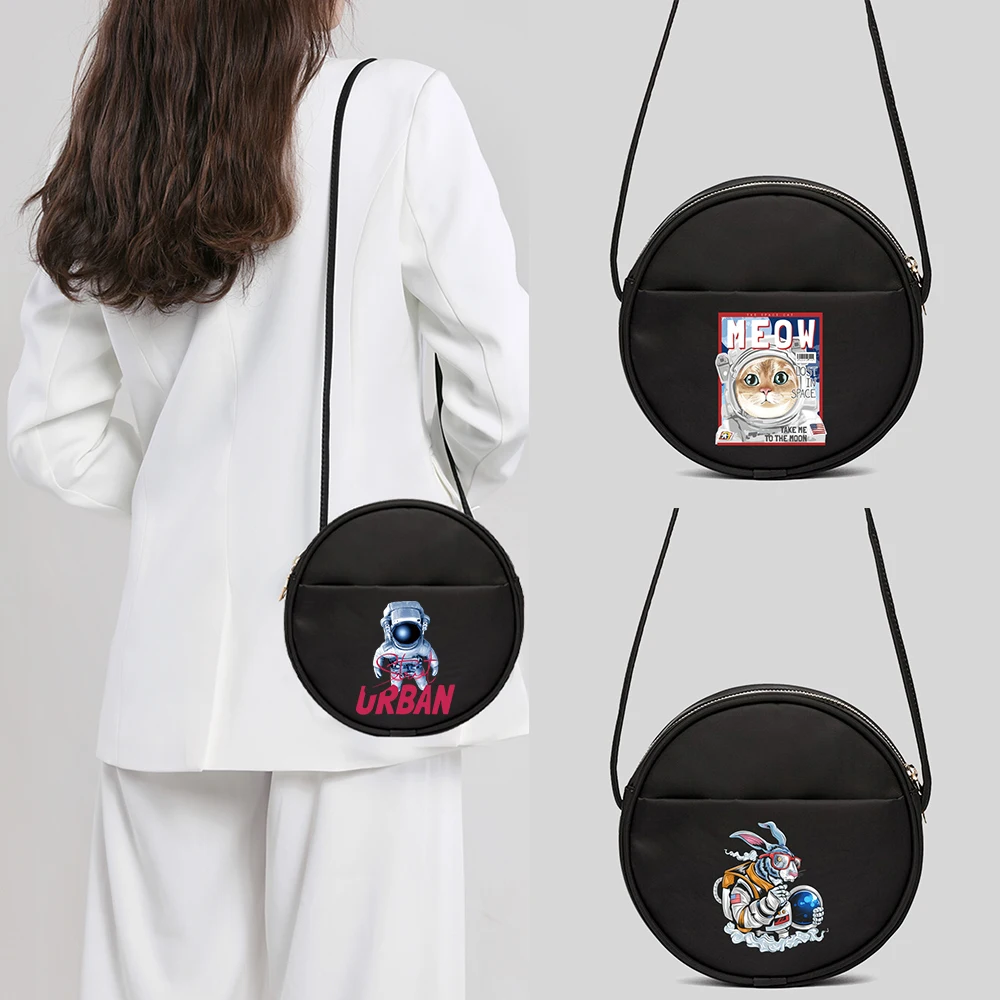 

High Quality Round Bag Astronaut Printing Tote Bags 2022 New Korean Fashion One Shoulder Crossbody Waist Bag Women Shopping Bags