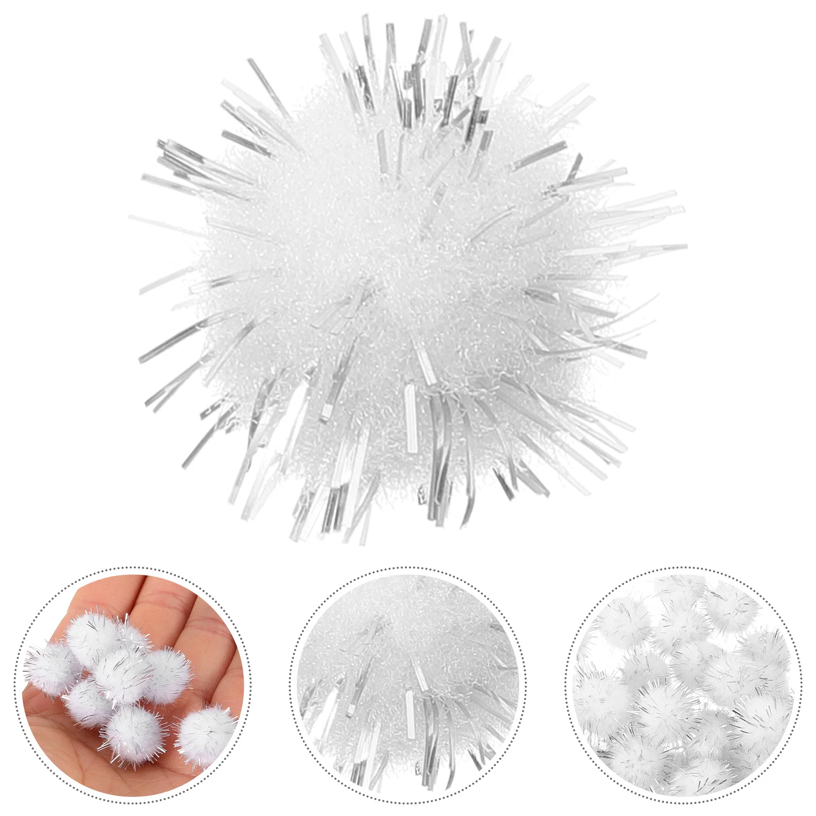 

Pom Balls Key Chain DIY Mini Pompom Shiny Fluffy Poms Decorative Crafting White Felt
