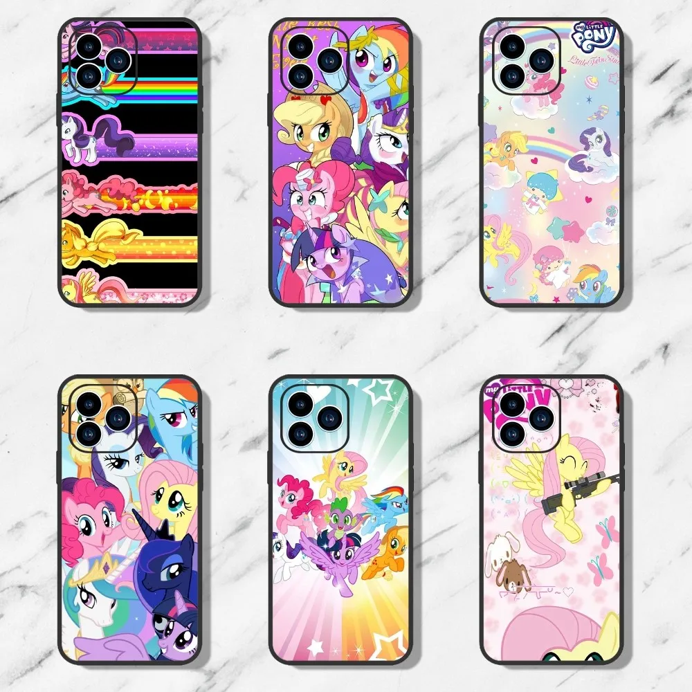 Чехол M-My L-Little P-Pony для телефона iPhone 11 12 13 14 15 Mini Pro Max Plus 8 xr xs черный чехол