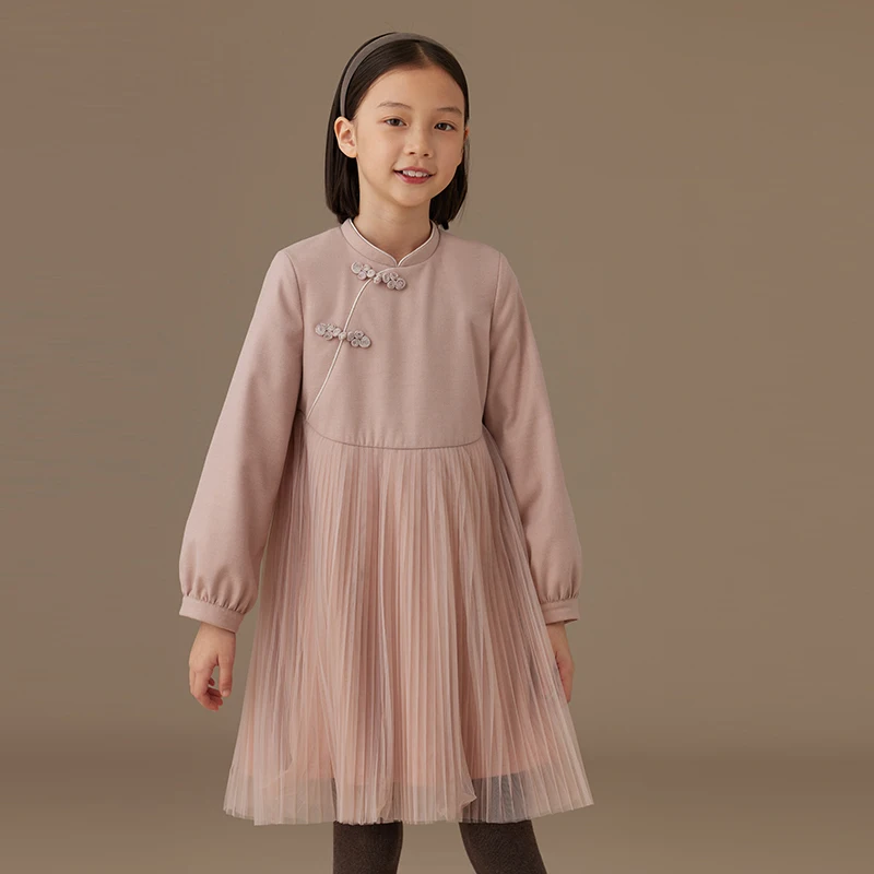 Одежда для девочек модные платья на день рождения зима 2024 новый год костюм Тан
