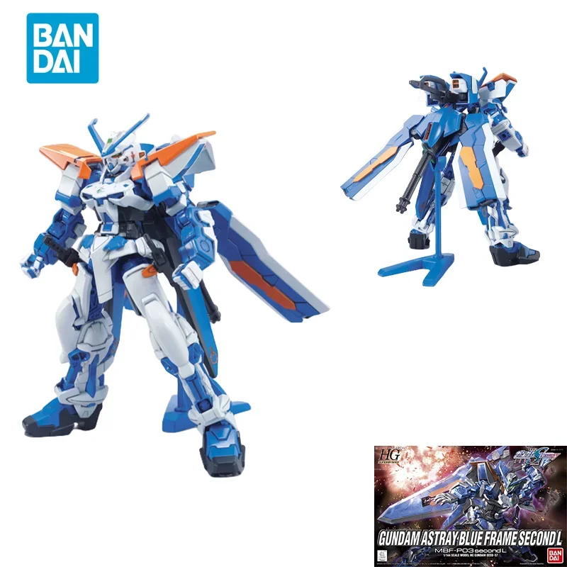 Фото Прямая доставка Bandai, оригинальная аниме-модель GUNDAM HG 1/144 GUNDAM ASTRAY BIUE FRAME SECONDL, экшн-фигурки, игрушки для детей №1