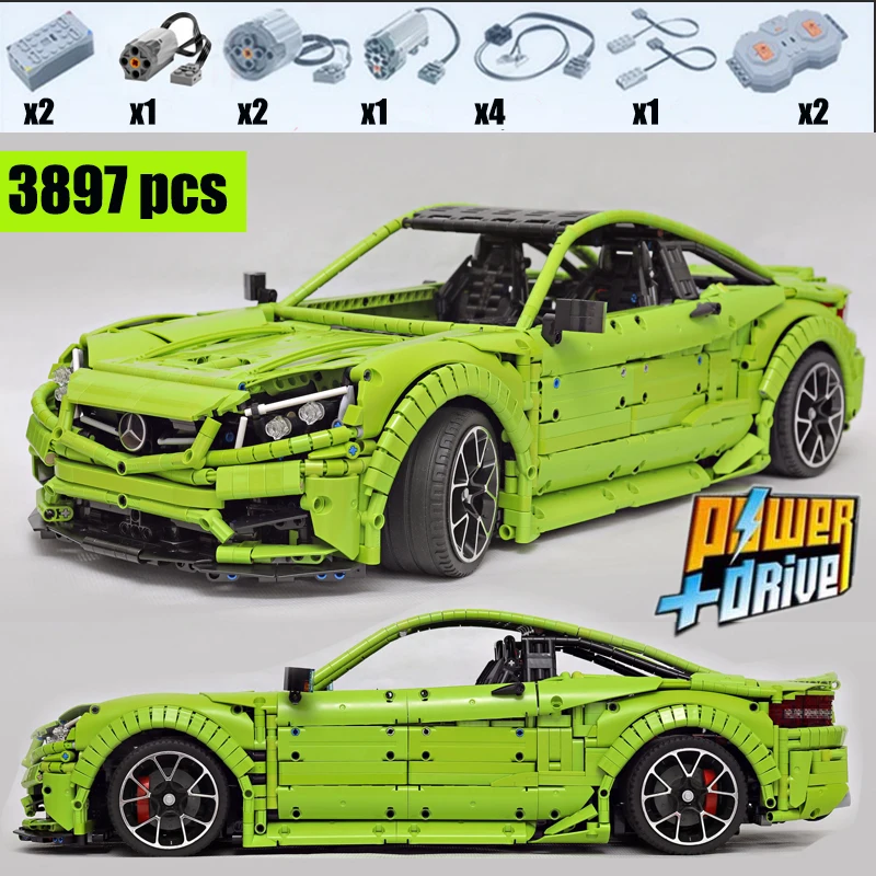 

New Small particle technology building block moc-60193 remote control sports car AMG C63 assembled toy boy's diy birthday Gifts