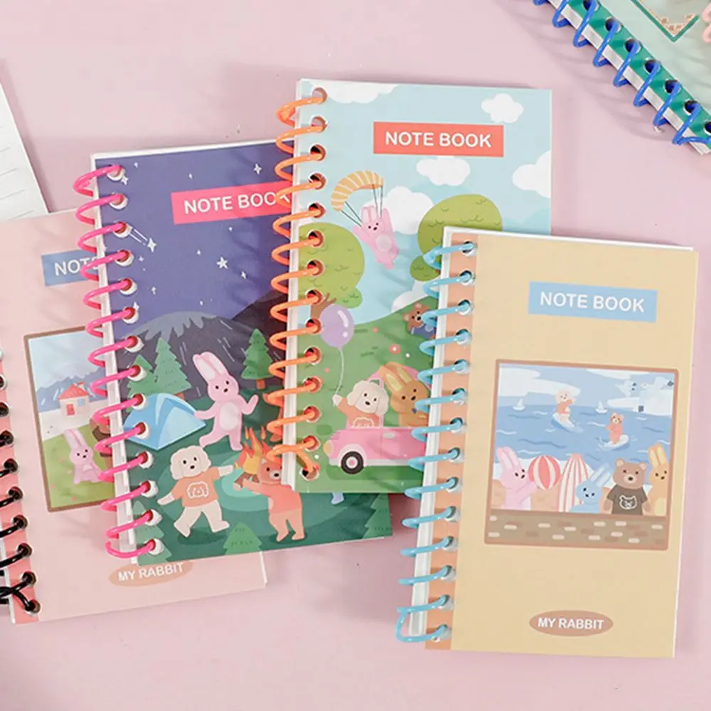

80 Sheets Mini Spiral Notebook Cartoon Cat Notepad Kawaii Personal Diary Planner Horizontal line Notebook School Office Supplies