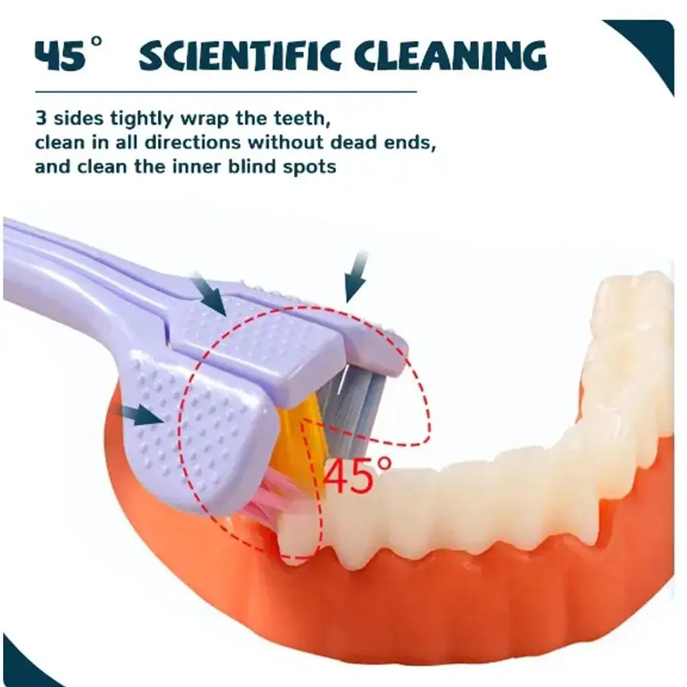 

3 Sided Toothbrush U Shape Tongue Scraping Double Sided Bristle Toothbrush Gentle Clean Tooth Brush For Adults 360° Oral Ca F2J8