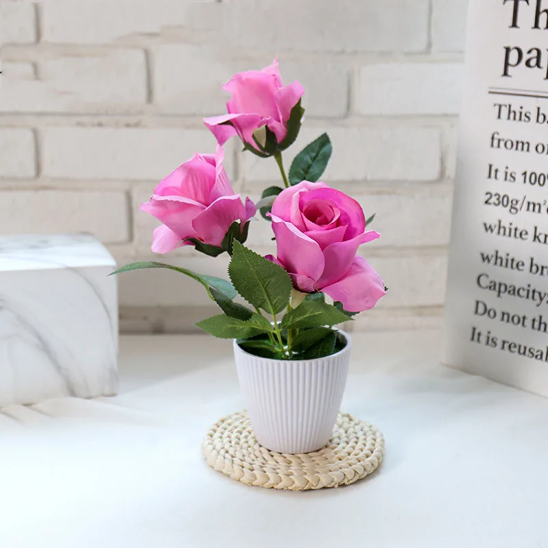 

Новая имитация цветка розы бонсай креативное искусственное модное украшение для дома Имитация растения Шелковый цветок