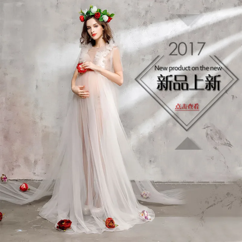 

Flying Maternity Shoot Dress Pregnancy Photography Props Maxi Long Dress Organza Gowns for Photo Shoot MATERN Pregnant Shooting
