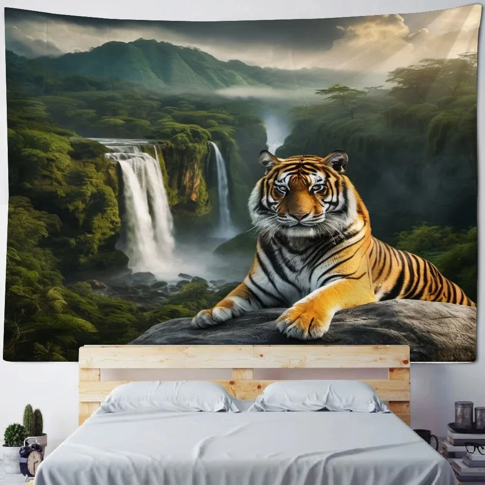 

Настенный гобелен с изображением короля леса тигра, гобелен для офиса, гостиной, украшение для дома, гобелен