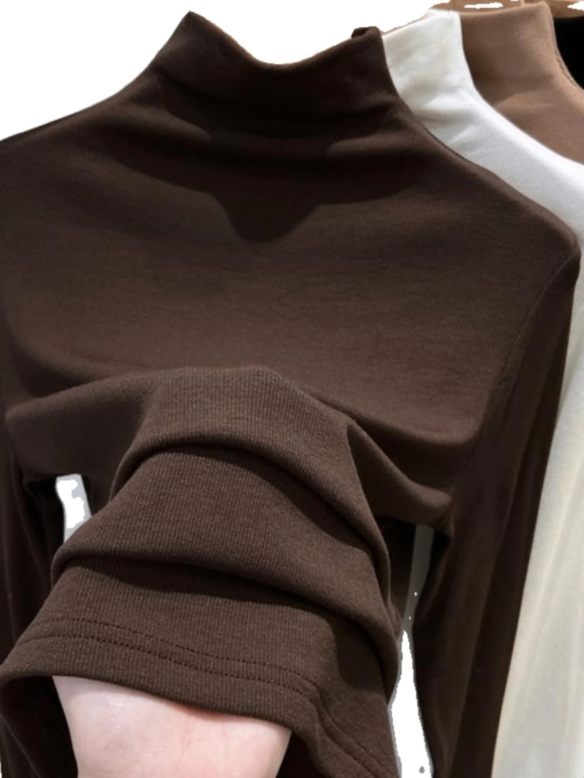 Half-high Collar Maillard Inner wear Bottoming Shirt Women Autumn and Winter Plus size Chubby Girl Slim fit Sweater Knit Long...