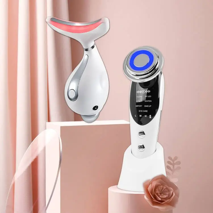 

7 In 1 RF&EMS Lifting Beauty LED Face Skin Rejuvenating+3 Colors Led Facial Neck Massager Photon Therapy Heating Wrinkle Removal