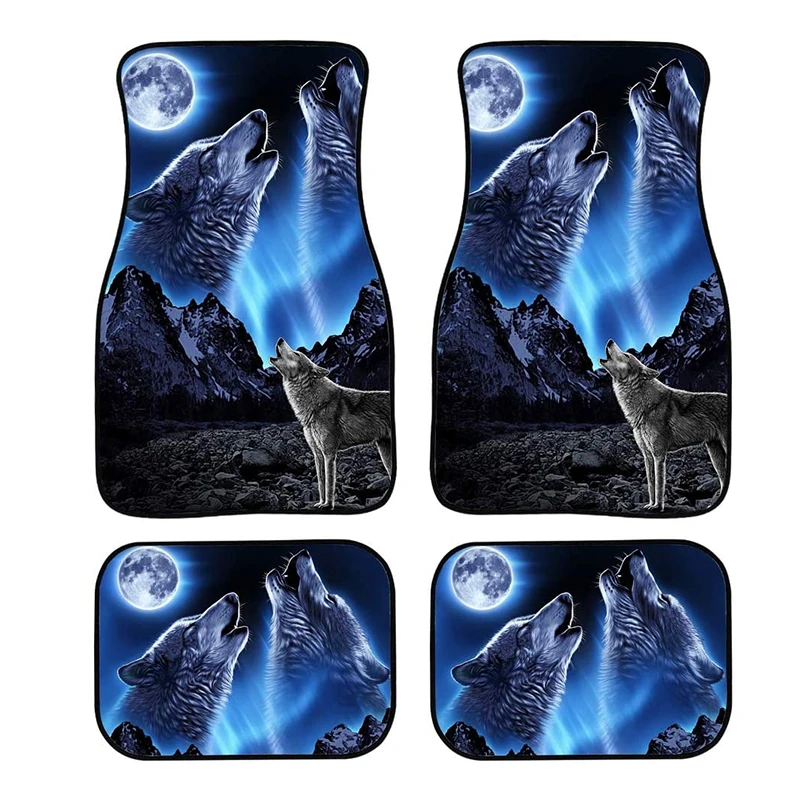 

Animal Wolf Fashion Printing 4/2PCs Rubber Material Waterproof And Stain Resistant Four Seasons General Car Foot Mat