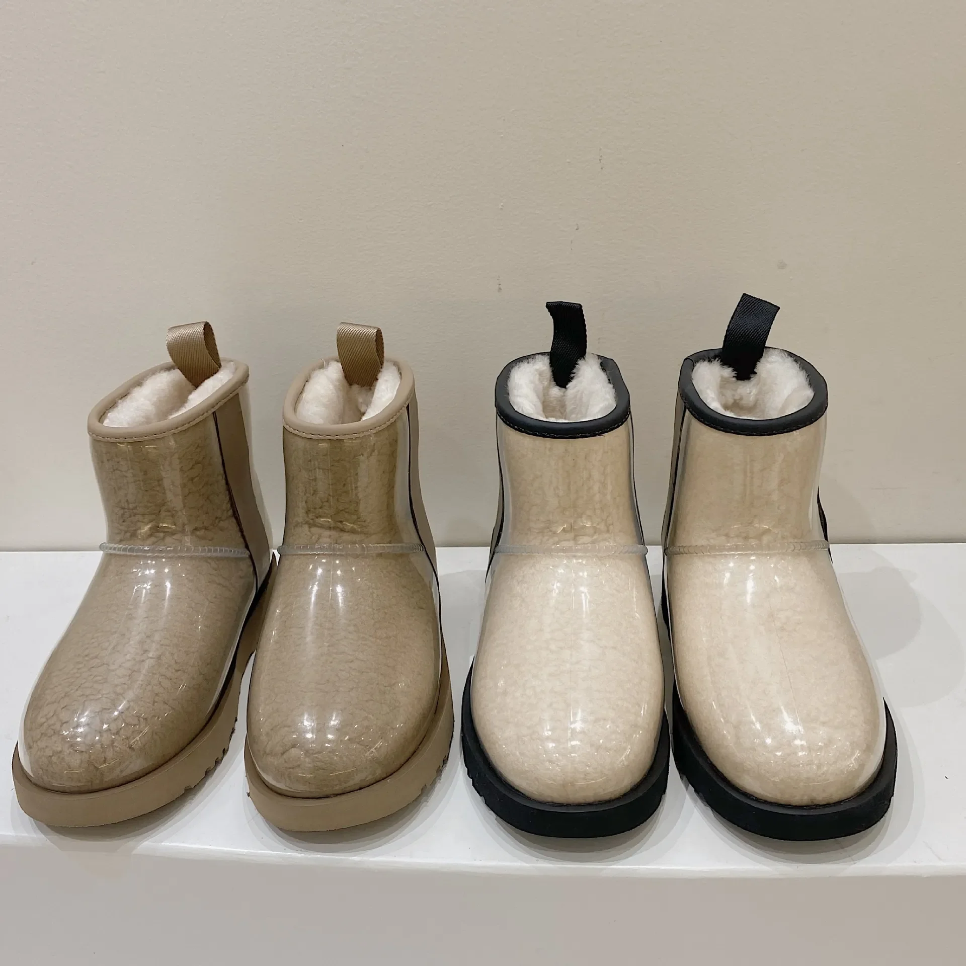 

New Women Winter Snow Boots Waterproof Rain Boots Fur Luxury Short Boots Man Women Clear Shoes Zapatos De Mujer Size35-41