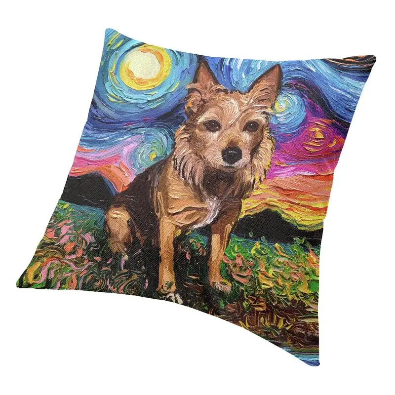 Поп-арт звездная ночь австралийский терьер искусственное животное чехол для