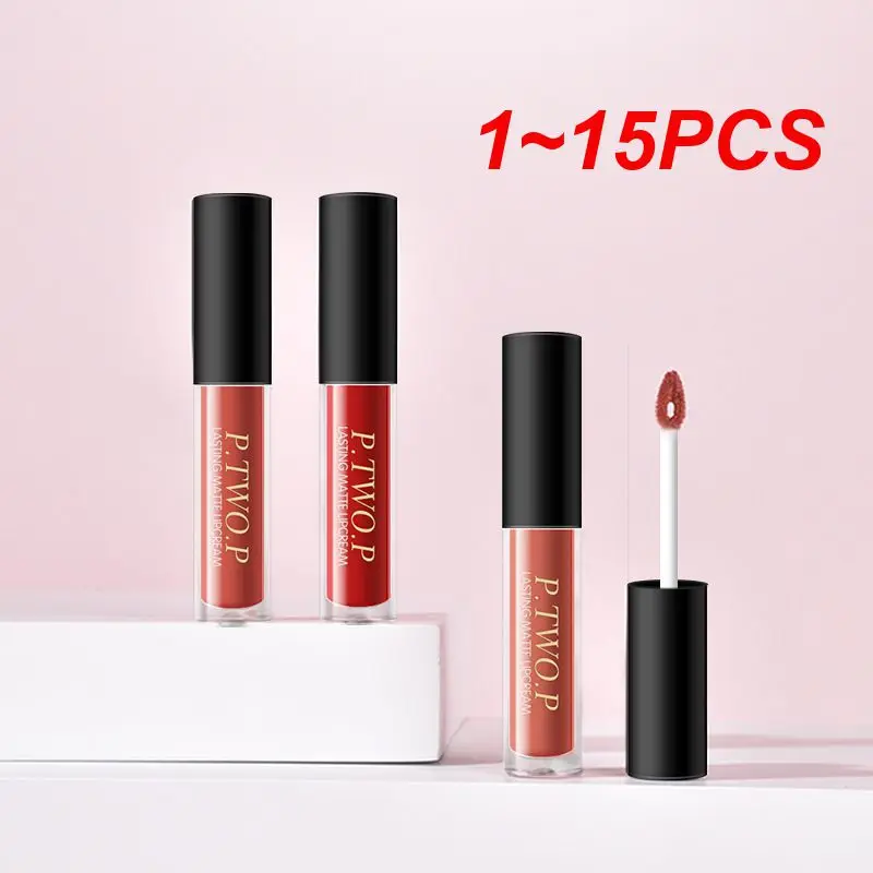

1~15PCS Matte Lip Glaze Lip Gloss Set Makeup Waterproof Moisturizing Liquid Lipstick Easy To Color Non-stick Cup Lip Tint