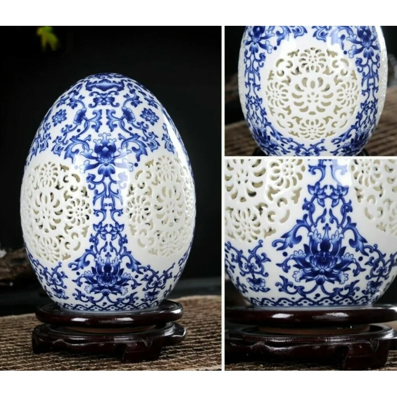 

Jingdezhen Lucky Egg Vase Hollow Ceramic Vintage Chinese Antique Reproduction #1