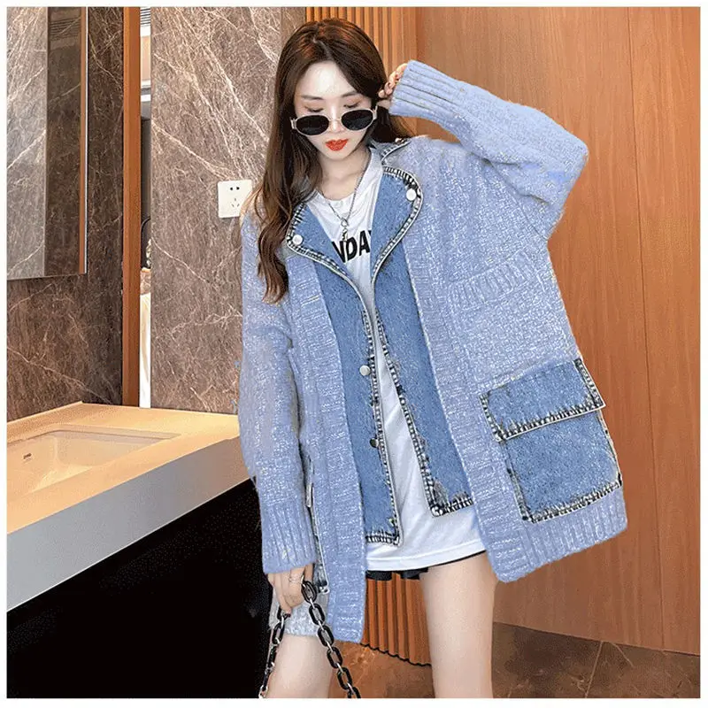 

Knitted Women's Cardigan Sweater Long Sleeve Loose Knitwear Female 2022 Casual Fashion All-match Soft Warm Sweaters Vintage a17