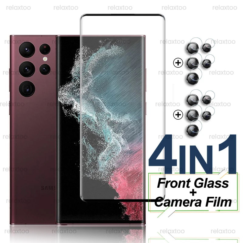 

4 в 1 для Samsung Galaxy S22 ультра стекло на Sumsung S22Ultra 9D изогнутая Защитная пленка для экрана Sansung S22 ультра стекло для объектива камеры