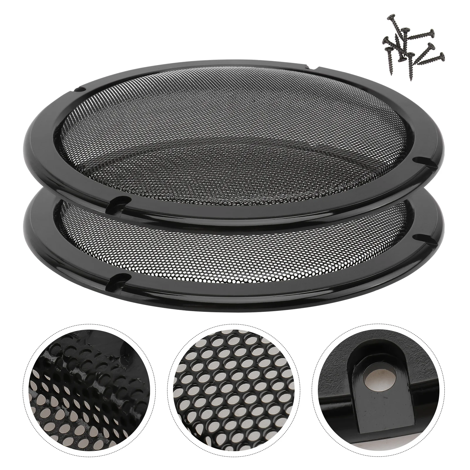 

2Pcs Car Loudspeaker Membranes Automobile Speaker Protective Covers (Black)