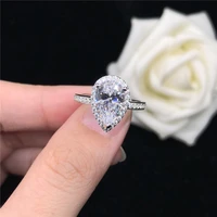 Pear Shape 2CT Diamond Women Wedding Ring Love Promise Lady Jewelry Solid 14K White Gold Popular Ring For Her