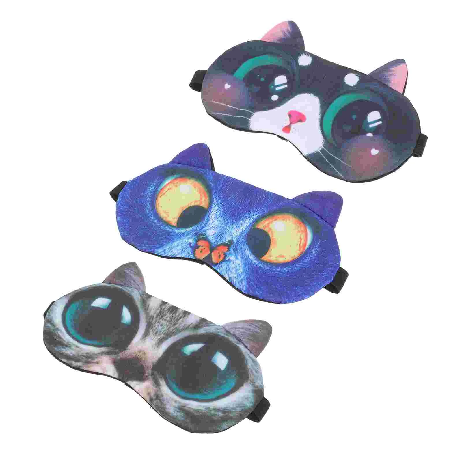 

3pcs Sleep Mask Sleeping Mask Kitten Pattern Night Mask Eye Cover Protector