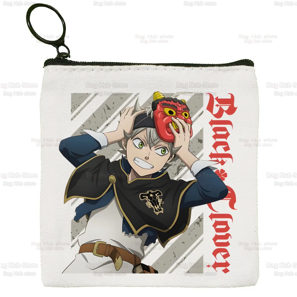 Black Clover Canvas Coin Purse Coin Purse Collection Harajuku Asta Anime Canvas Bag Small Wallet Zipper Key Bag Hand Gift