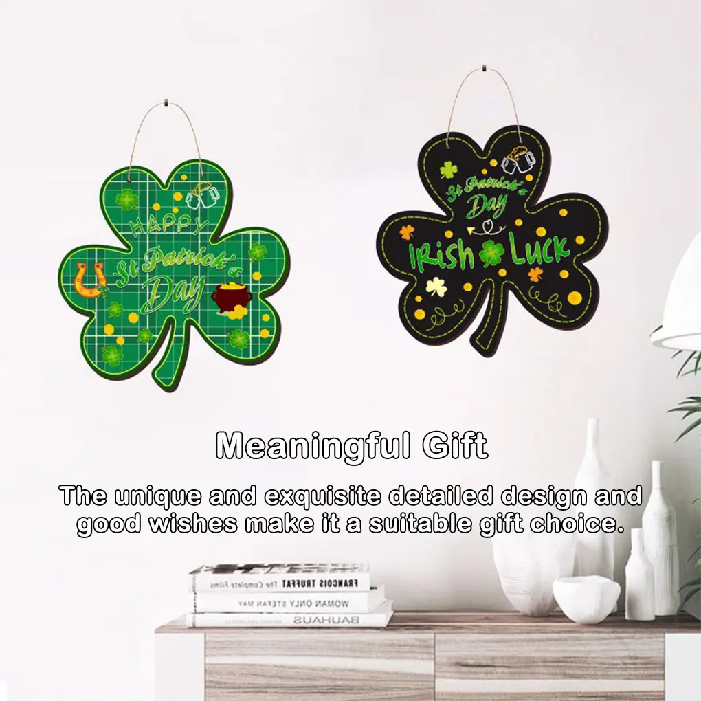 

2 Pieces Wood Slices Hand-made Embellishment Set Charms Accessory Hanging Ornament Saint Patrick's Day Decoration