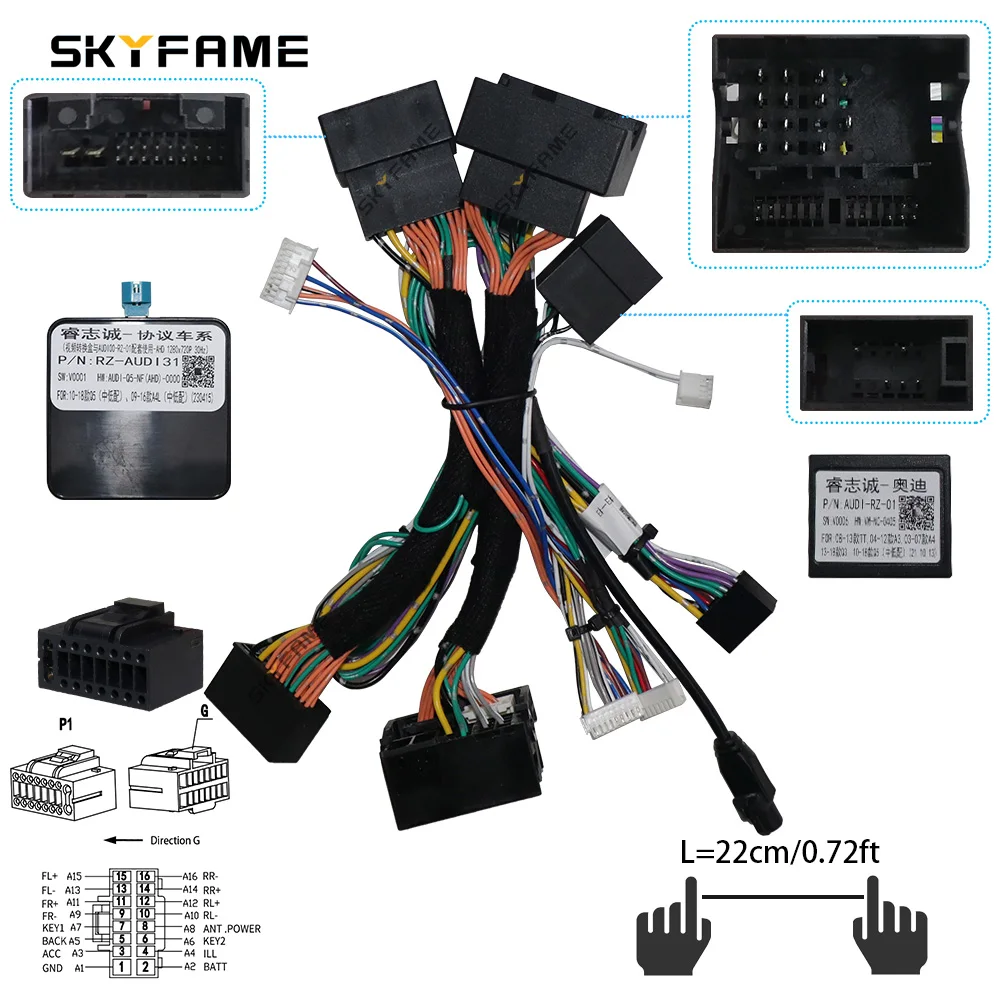 

SKYFAME автомобильный 16-контактный жгут проводов адаптер Canbus Box декодер Android радио кабель питания для Audi Q5