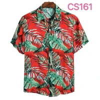beach style print men shirts loungewear short sleeve t shirt turn down collar cotton jacket summer new 3xl home coat