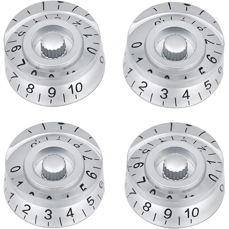 

4Pcs Volume Tone Speed Control Knobs For Les Paul LP Style Bass Electric Guitar Parts, Transparent Silver