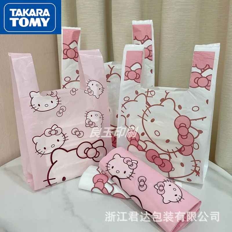 

TAKARA TOMY Cute Hello Kitty Bag Kitchen Convenient Plastic Packaging Bag Garbage Bag Thickened and Durable Vest Plastic Bag