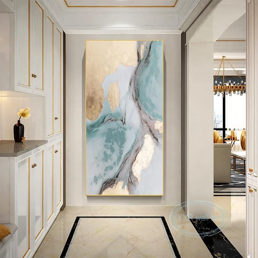 

Абстрактная Золотая фольга, картина маслом, ручная работа, настенное искусство, холст, картина, светильник, роскошное украшение для дома, от...