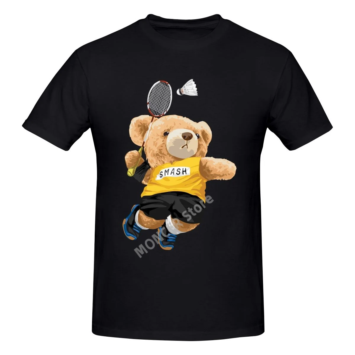 

Teddy Bear Playing Badminton T shirt Harajuku Clothing Short Sleeve T-shirt Cotton Sweatshirts Graphics Tshirt Brands Tee Top