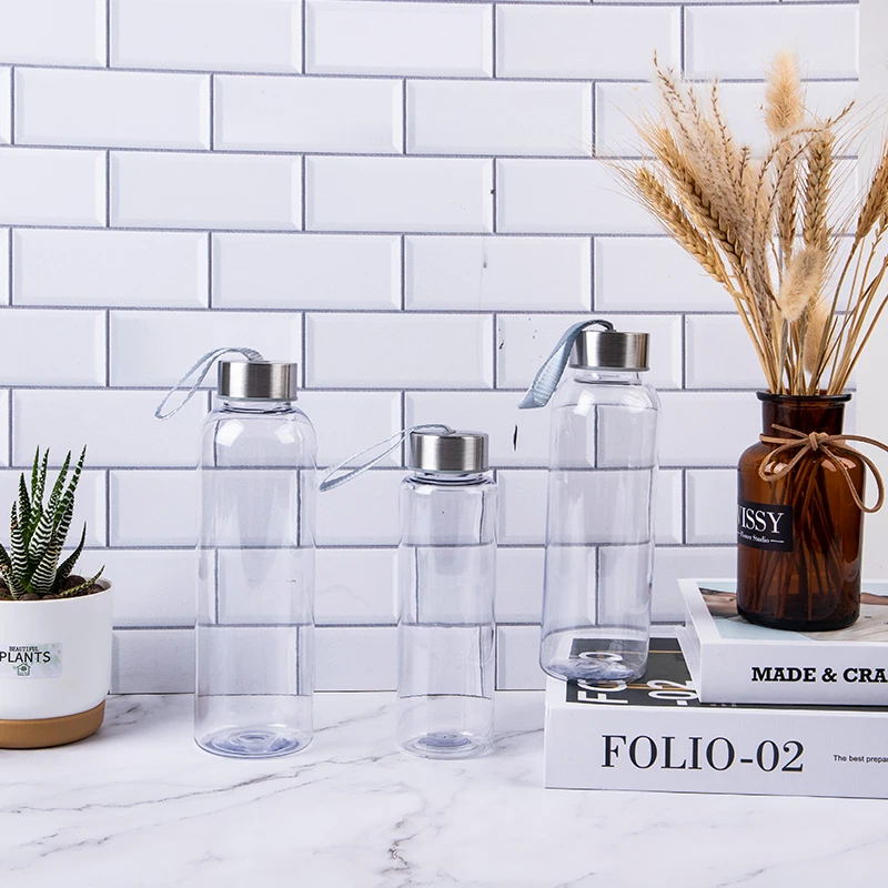 Пластиковые прозрачные круглые портативные бутылки для воды пешего туризма йоги