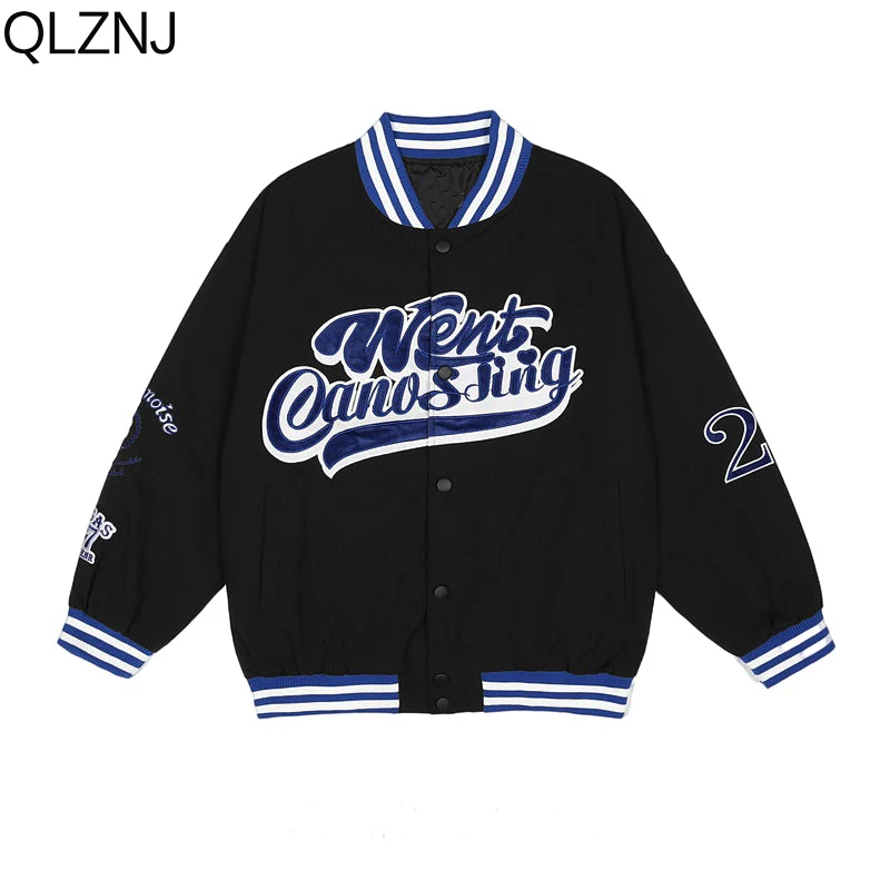 

American Retro Letter Embroid Varsity Jackets Men's Spring Bomber Y2k Jacket Street Hip Hop Baseball Uniform Couple College Coat