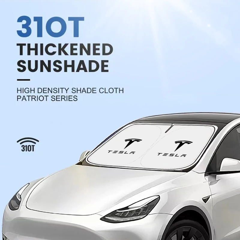 Фото Солнцезащитный козырек для лобового стекла автомобиля Tesla Model Y 3 2016-2026, Model 3 Highland 2024, складной, блокирует УФ-лучи №3