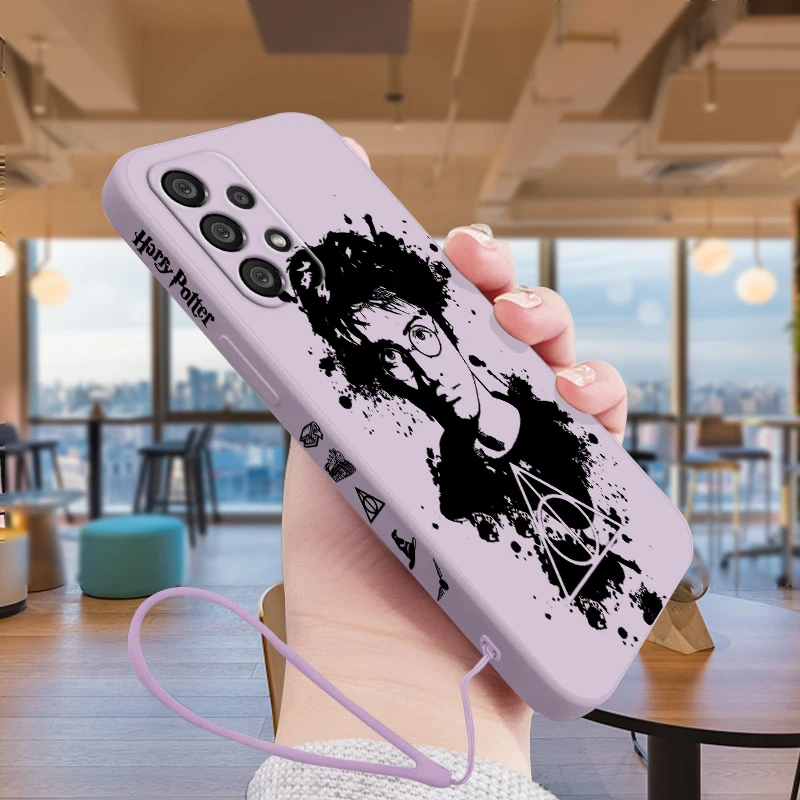 

Handsome Potters Wand Harries For Samsung A73 A53 A33 A52 A32 A71 A51 A21S A03S A50 A30 5G Phone Case Liquid Left Rope Cover