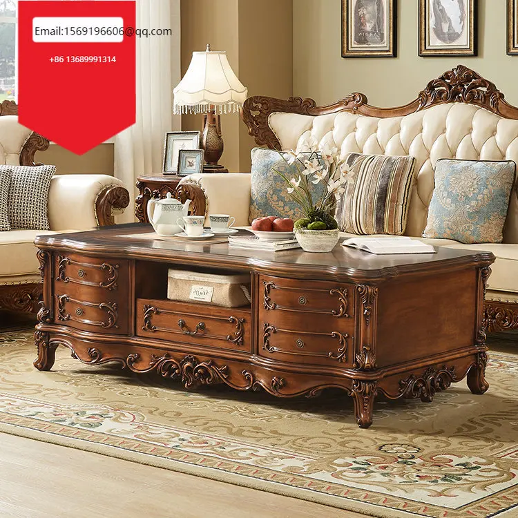 

Пользовательский Европейский чайный столик, мебель для гостиной, американский резной роскошный прямоугольный кофейный гость