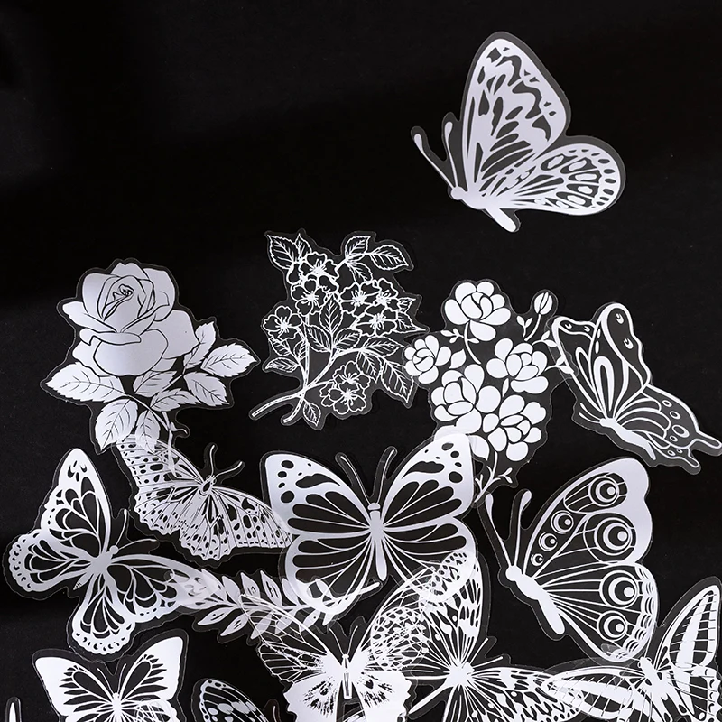 

30pcs Lace Scrapbooking Stickers Transparent PET Stickers for DIY Scrapbooking Accessories Handmade Card Diary Stickers Supplies