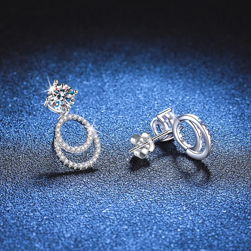 Женские серьги-гвоздики из серебра 100% пробы 1 карат