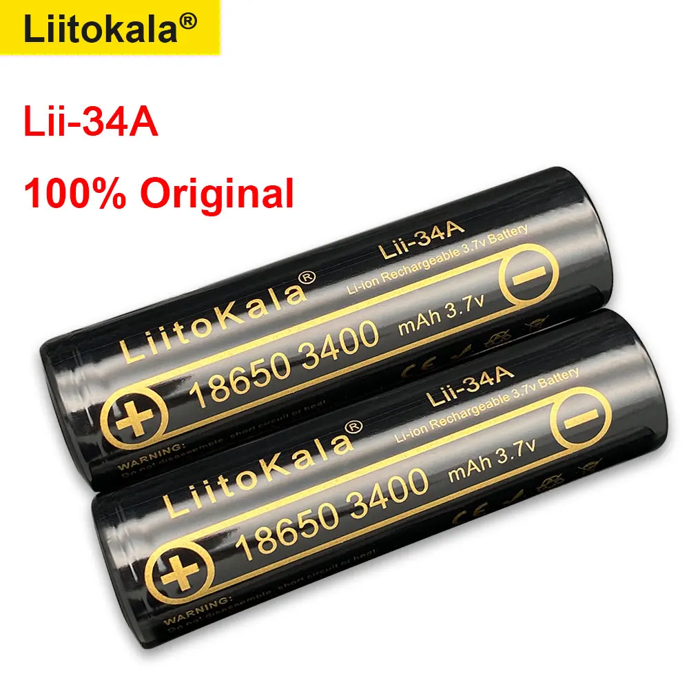 

100% Original high quality Liitokala 18650 battery 3.7V 3400mAh 18650 rechargeable lithium batteries for flashlight CE Li-Ion