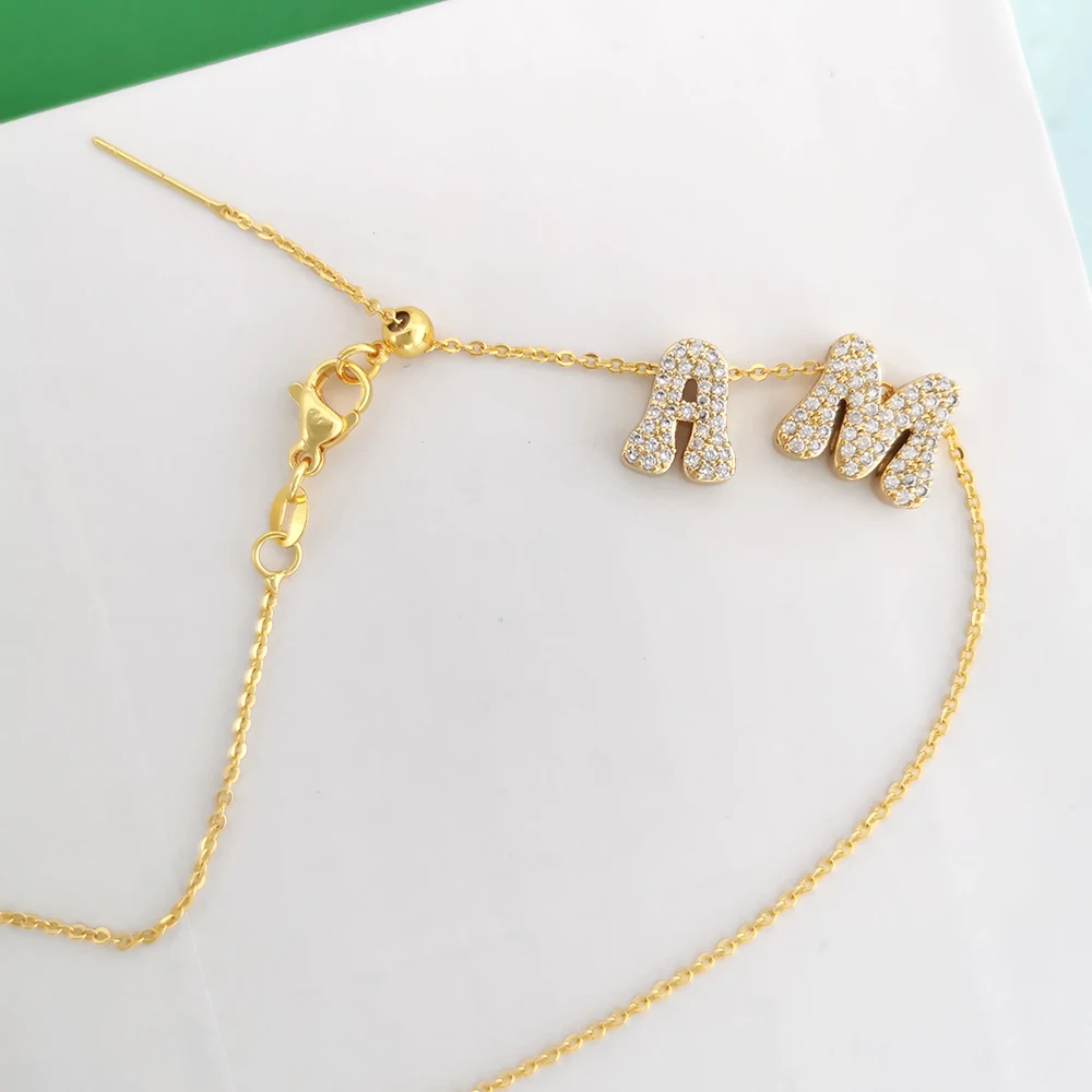 QMHJE латунный буквенный алфавит подвеска-подвеска бусина золотого цвета ожерелье