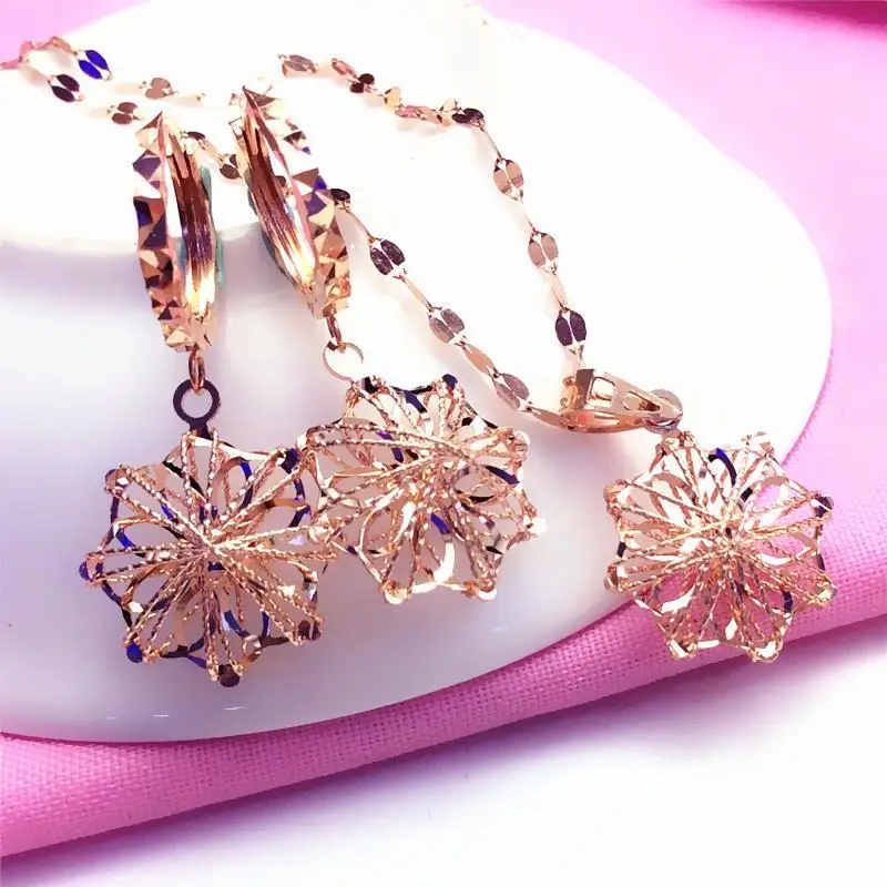 

Jewelry Pure Russian New Women's Purple Gold Brushed Necklace Fashionable All-Match Colored Gold Earrings Necklaces for Women