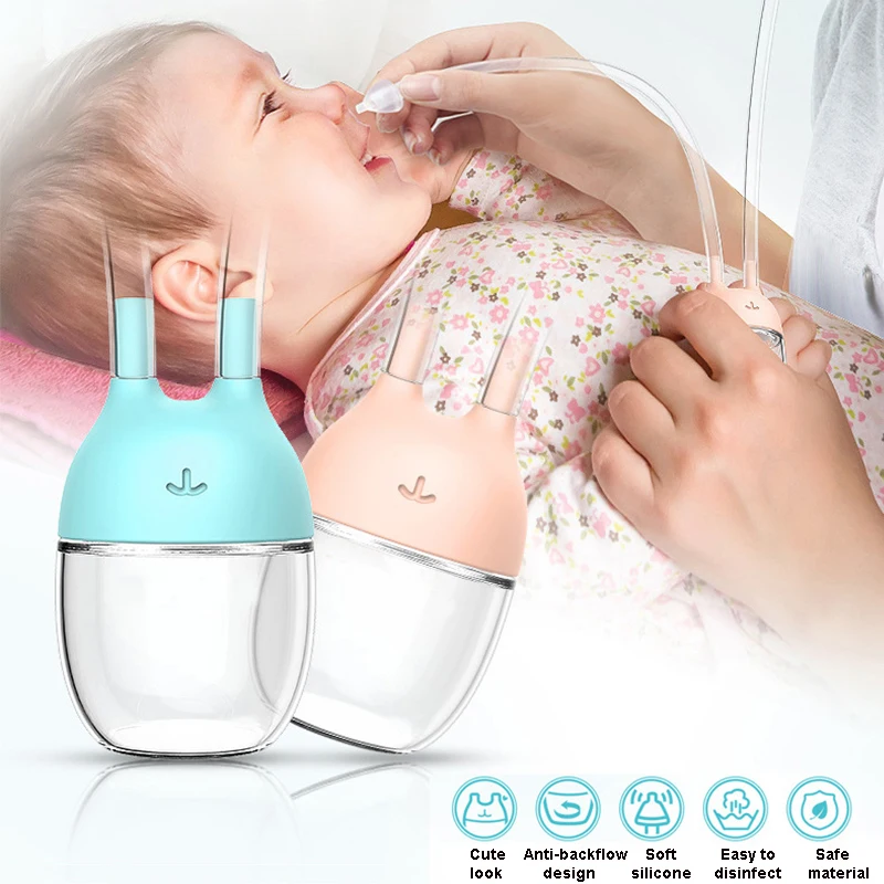 

Convenient Newborn Baby Safe Nose Cleaner Vacuum Suction Nasal Mucus Runny Aspirator Inhale Kids Healthy Care Stuff Blue Pink