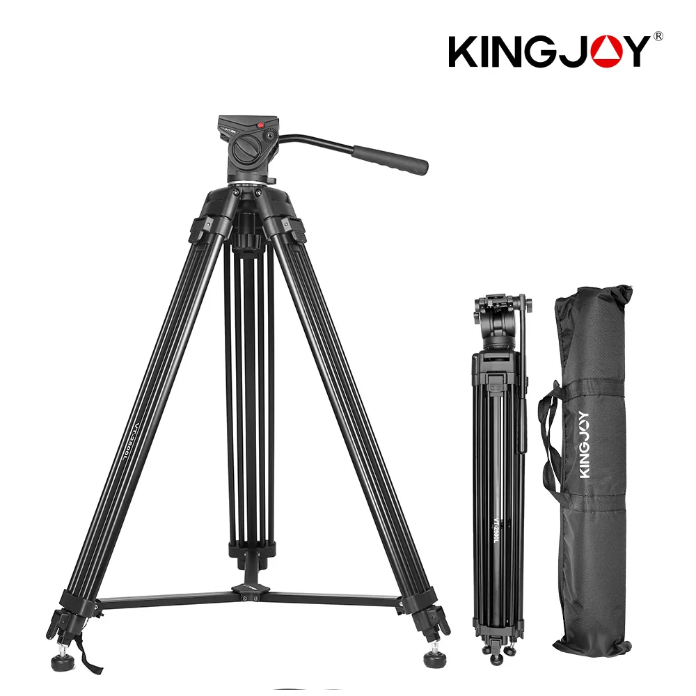 Профессиональный штатив для видеокамеры с жидкостной головкой KINGJOY 180 см Сверхпрочный штатив с алюминиевой трубкой для видеокамеры/DSLR Максимальная нагрузка 15 кг