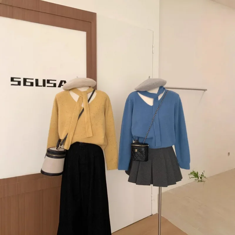 Мягкий восково-красный свитер Design Sense Streamer Color Point женский новый вязаный с