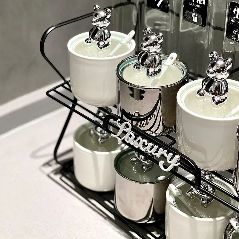 Стеклянный органайзер для специй контейнер соли перца скандинавских приправ