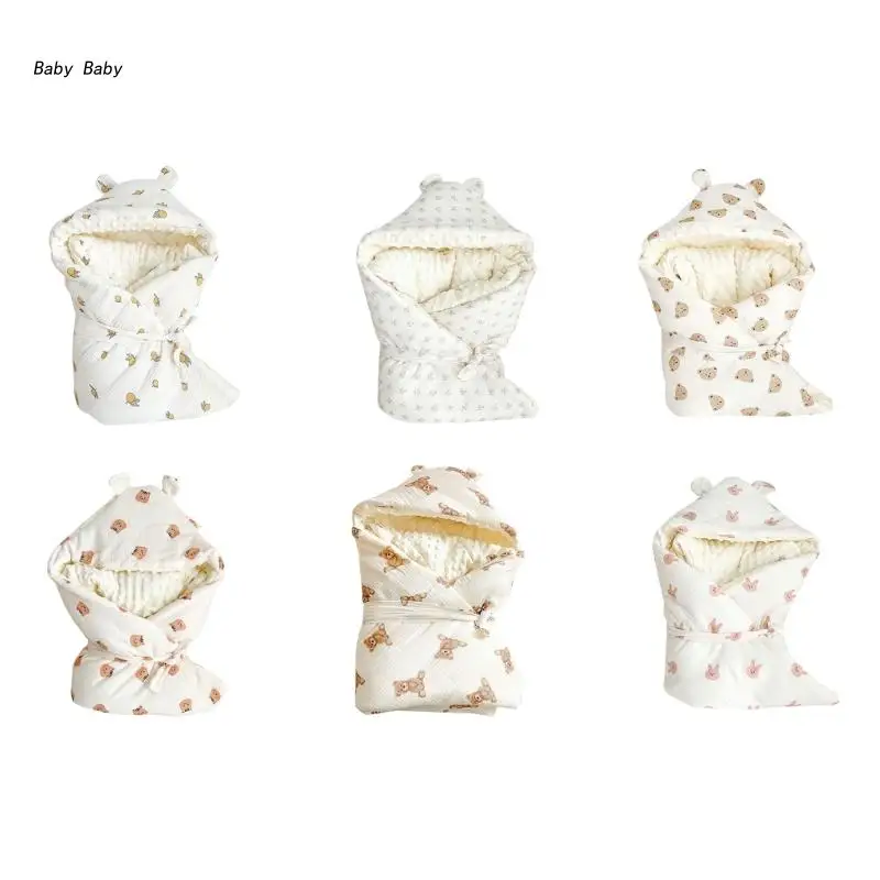 

Newborn Quilt Crib Hooded Blanket Baby Wrap Blanket Sleeping Bag Infant 0-12M Sleep Sack Skin-Friendly Swaddle Blankets