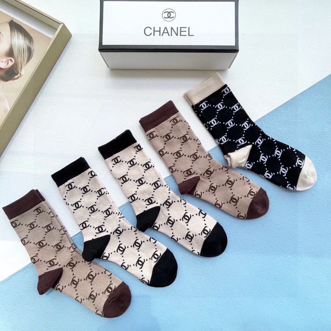 Новинка носки Chanel повседневные хлопковые дышащие уличные спортивные модные